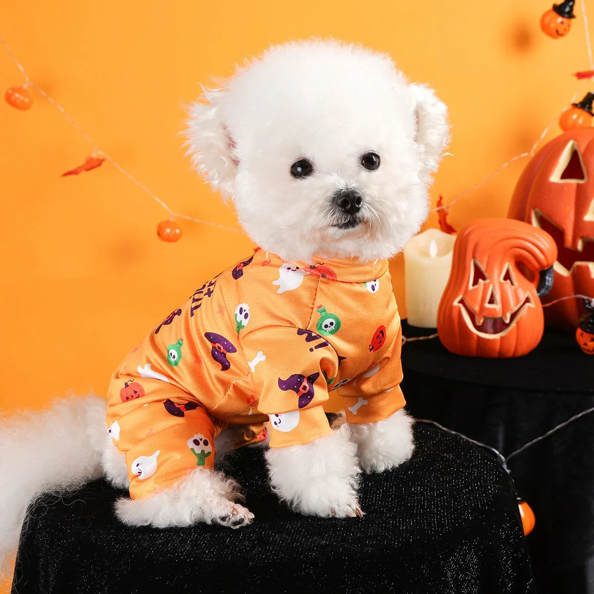Pet Clothes Dog Costumes Puppies Handsome Cute Beautiful Breathable Four Seasons Wearing Halloween Home Clothes - Orange