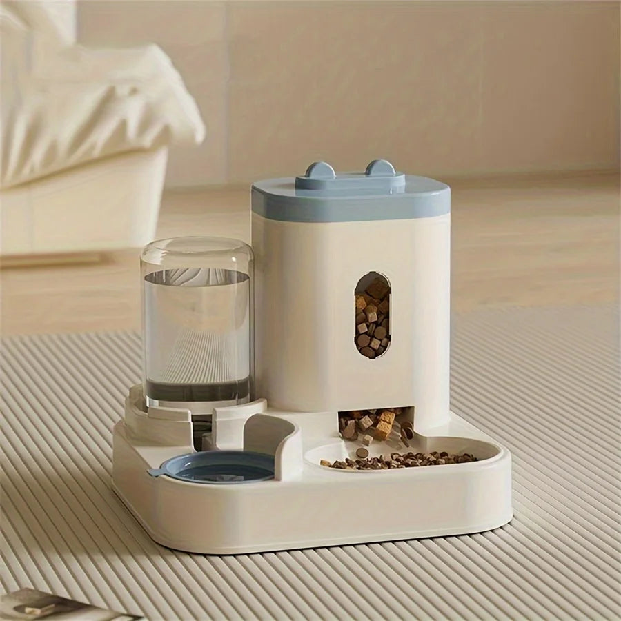 Pet Feeder and Water Dispenser for Cats: Plastic, Battery-Free, Suitable for Cats and Dogs