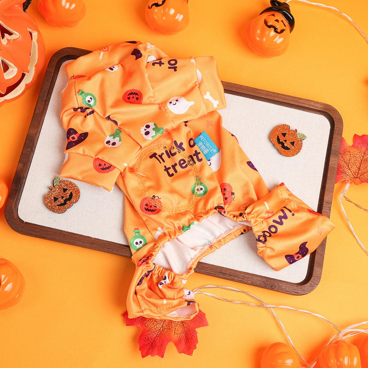 Pet Clothes Dog Costumes Puppies Handsome Cute Beautiful Breathable Four Seasons Wearing Halloween Home Clothes - Orange