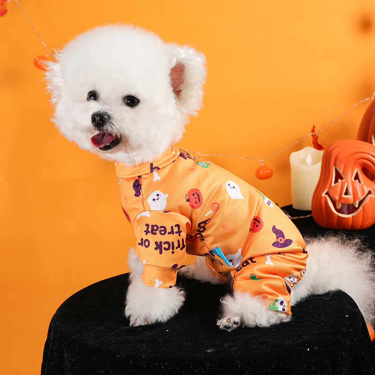 Pet Clothes Dog Costumes Puppies Handsome Cute Beautiful Breathable Four Seasons Wearing Halloween Home Clothes - Orange