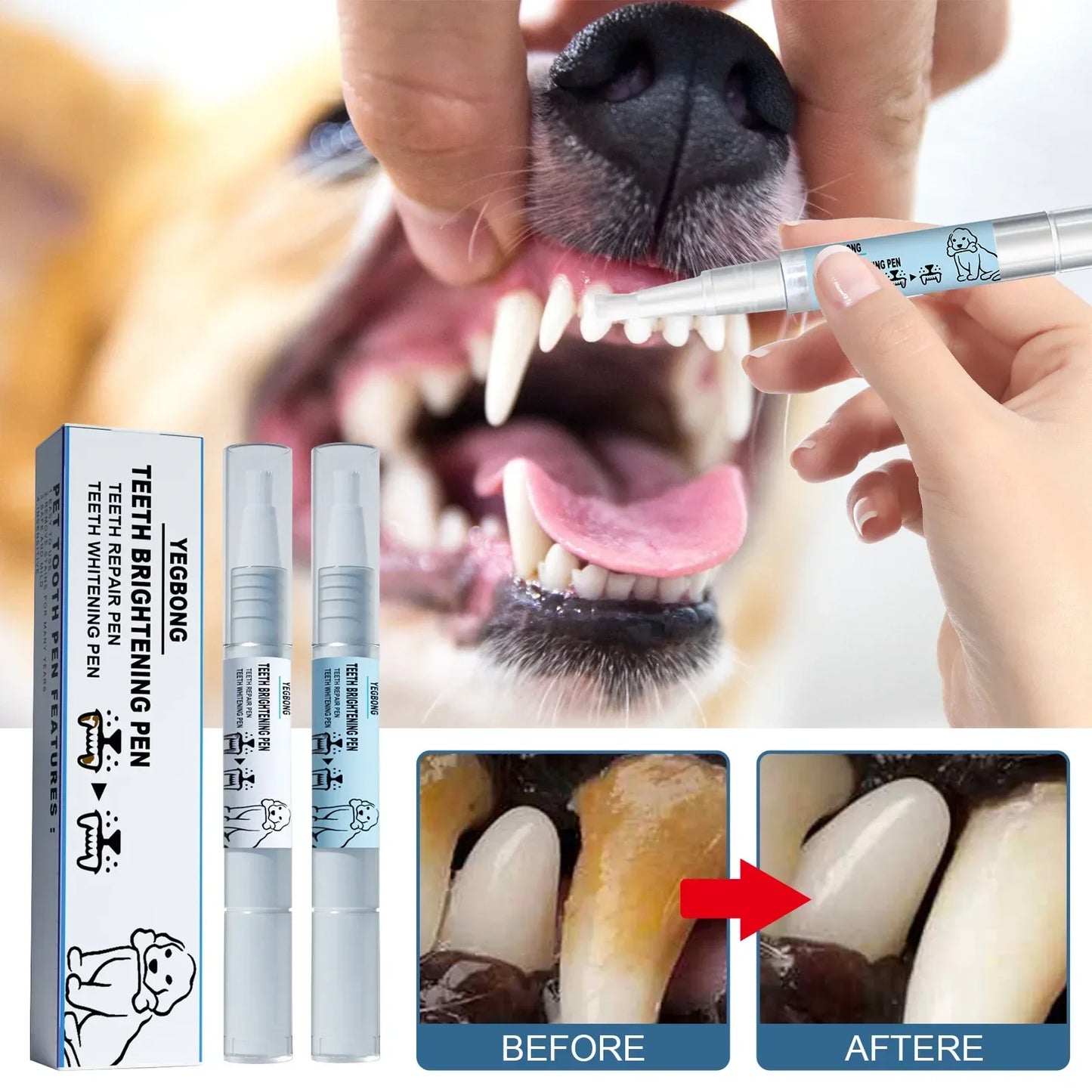 Pet Teeth Cleaning Pen for Dogs and Cats, Tartar and Plaque Cleaning Tools for Cats and Dogs, Pet Teeth Cleaning Pen