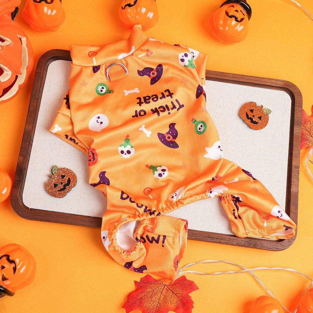 Pet Clothes Dog Costumes Puppies Handsome Cute Beautiful Breathable Four Seasons Wearing Halloween Home Clothes - Orange