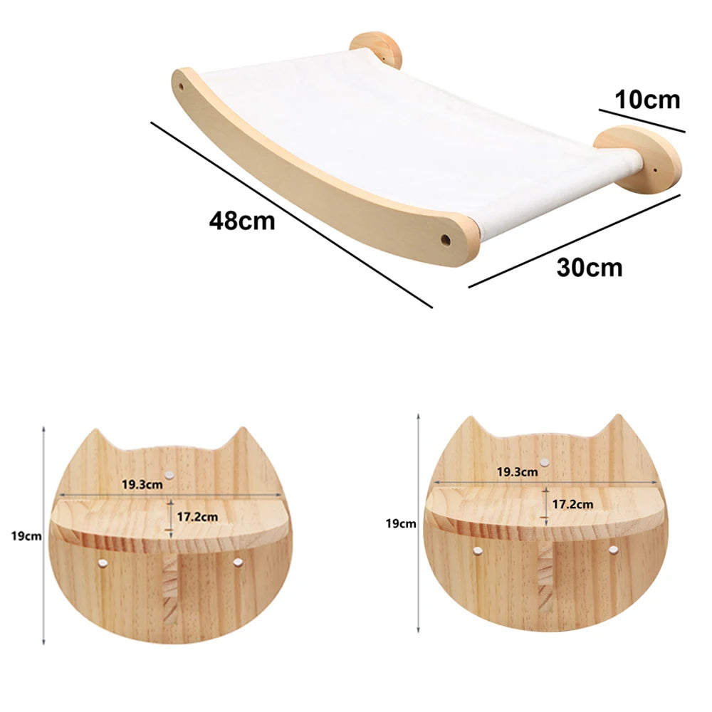 Wall-mounted Cat Climbing Frame 50cm Cat Climbing Ladder Hammock Activity Sisal Cat Grab Post Cat Pedal Indoor Cat House