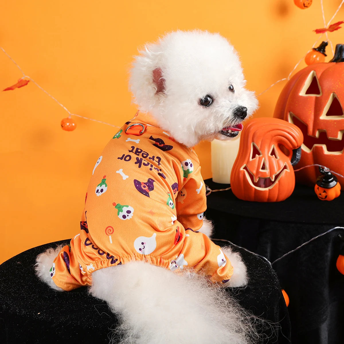 Pet Clothes Dog Costumes Puppies Handsome Cute Beautiful Breathable Four Seasons Wearing Halloween Home Clothes - Orange
