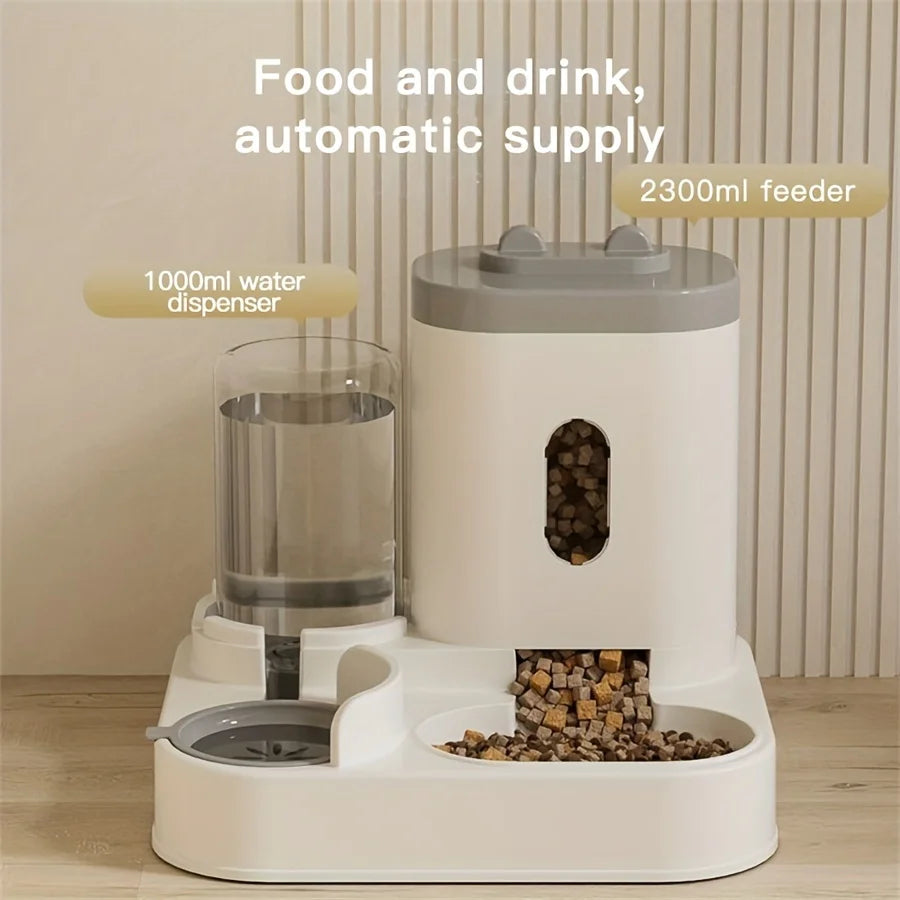 Pet Feeder and Water Dispenser for Cats: Plastic, Battery-Free, Suitable for Cats and Dogs
