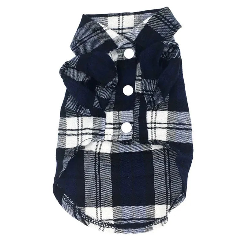 Pet Clothes Dog Shirt Summer For Small Medium Dogs Cat British Style Plaid Clothing Breathable Fashion Puppy Chihuahua T-shirt