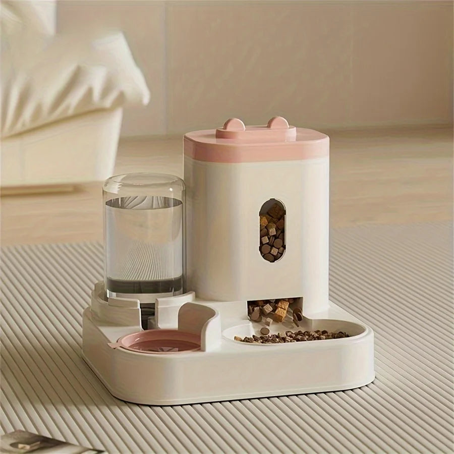 Pet Feeder and Water Dispenser for Cats: Plastic, Battery-Free, Suitable for Cats and Dogs