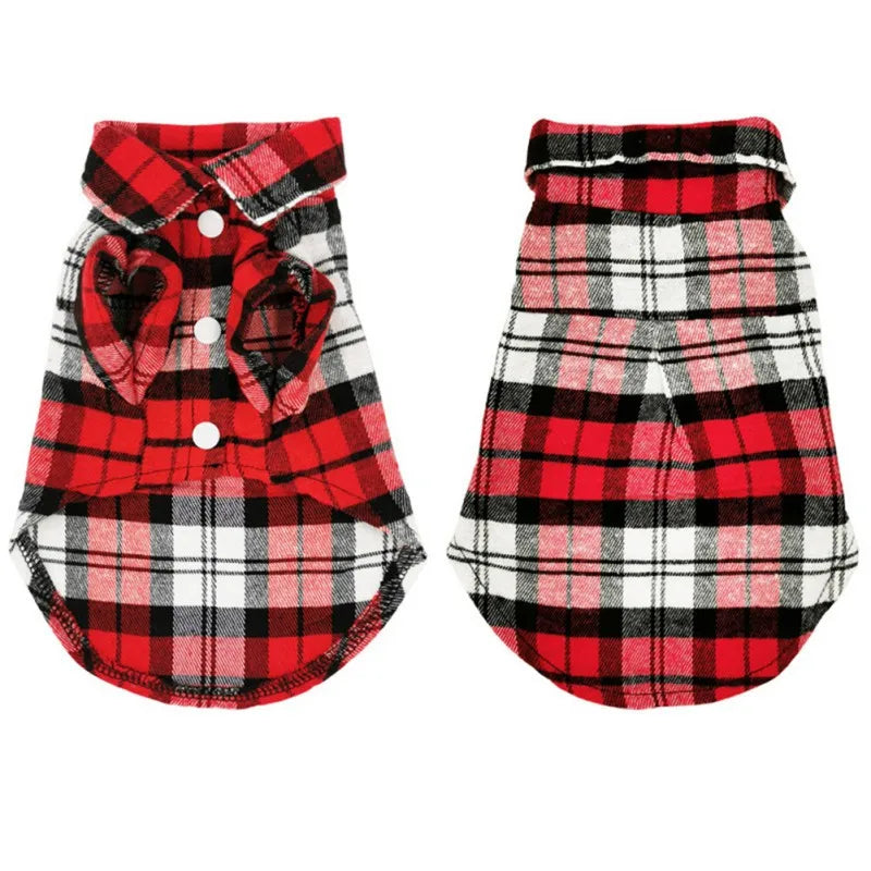 Pet Clothes Dog Shirt Summer For Small Medium Dogs Cat British Style Plaid Clothing Breathable Fashion Puppy Chihuahua T-shirt