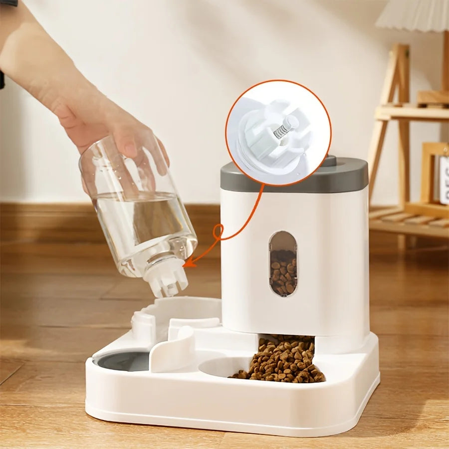Pet Feeder and Water Dispenser for Cats: Plastic, Battery-Free, Suitable for Cats and Dogs