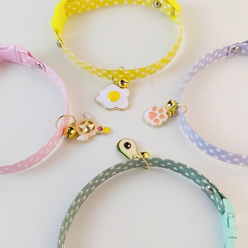 1PCS Pet Collar With Pendants Puppy Cat Accessories Kitten Collar Adjustable Safety Bell Ring Necklace Pet Supplies