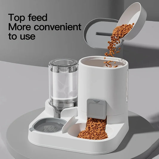 Pet automatic feeder, cat bowl, water and feed in one, plastic, two-in-one