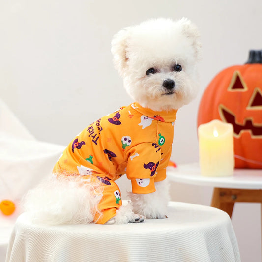 Pet Clothes Dog Costumes Puppies Handsome Cute Beautiful Breathable Four Seasons Wearing Halloween Home Clothes - Orange