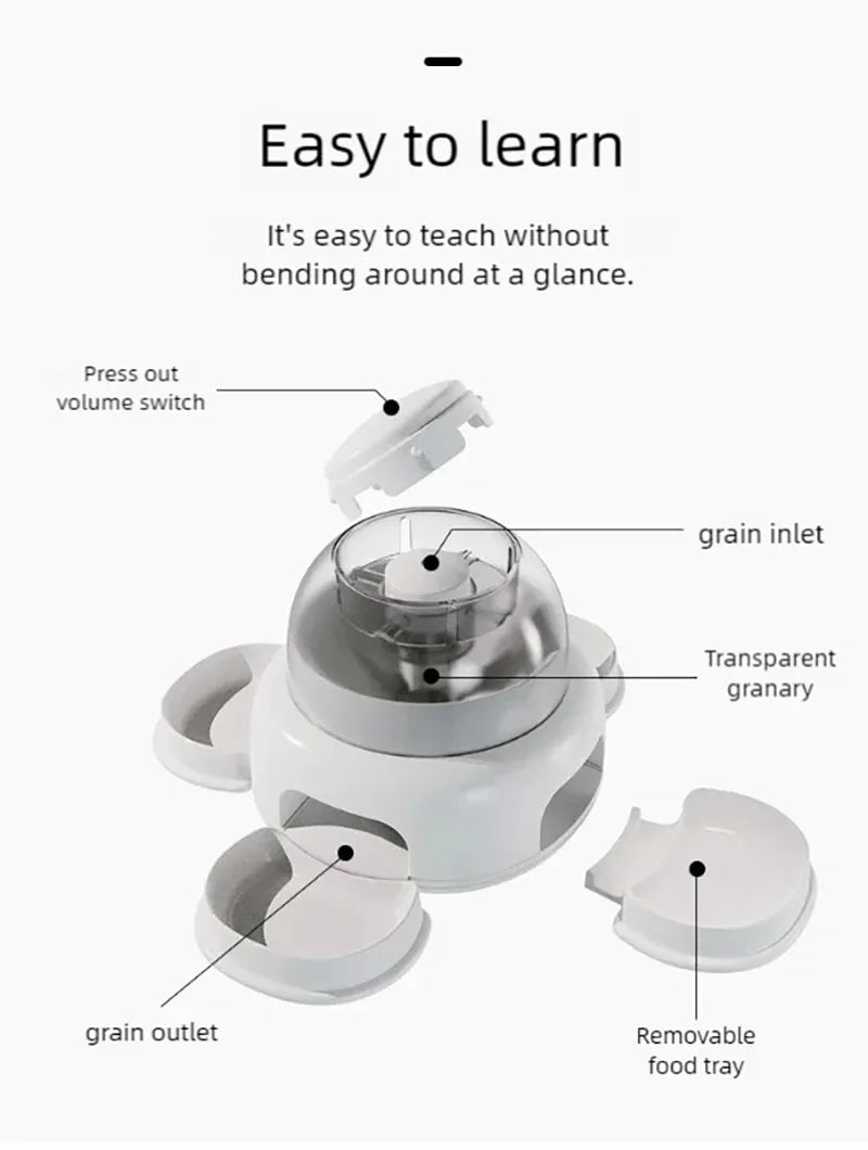 Three bowls of pet food dispenser, automatic press feeder, slow food dispenser, fun pet food utensils