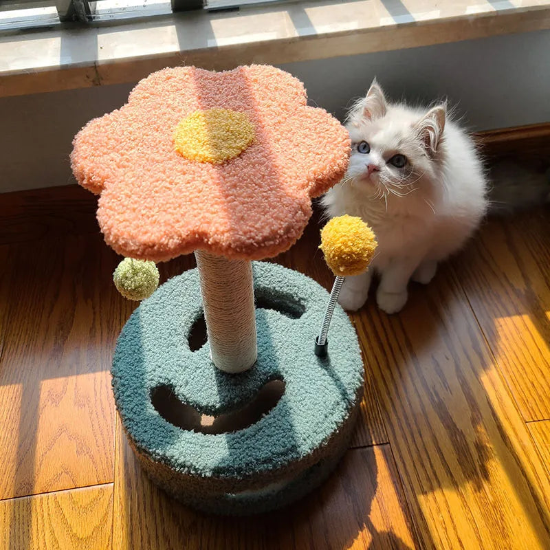 HOOPET Cat Climbing Frame Small Sisal Teasing Pet Toys Scratching Board Claw Grinding Cat Toys Carousel Type Cat Climbing Frame