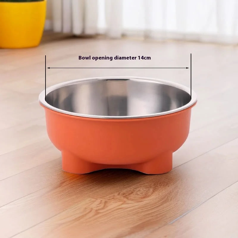 Pet Food Bowl Stainless Steel - Non-Slip Base & Safe Smooth Edge, Hygienic Detachable Design for Cats and Dogs