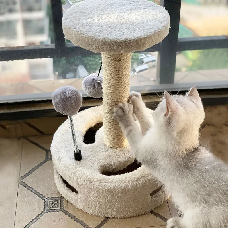 HOOPET Cat Climbing Frame Small Sisal Teasing Pet Toys Scratching Board Claw Grinding Cat Toys Carousel Type Cat Climbing Frame