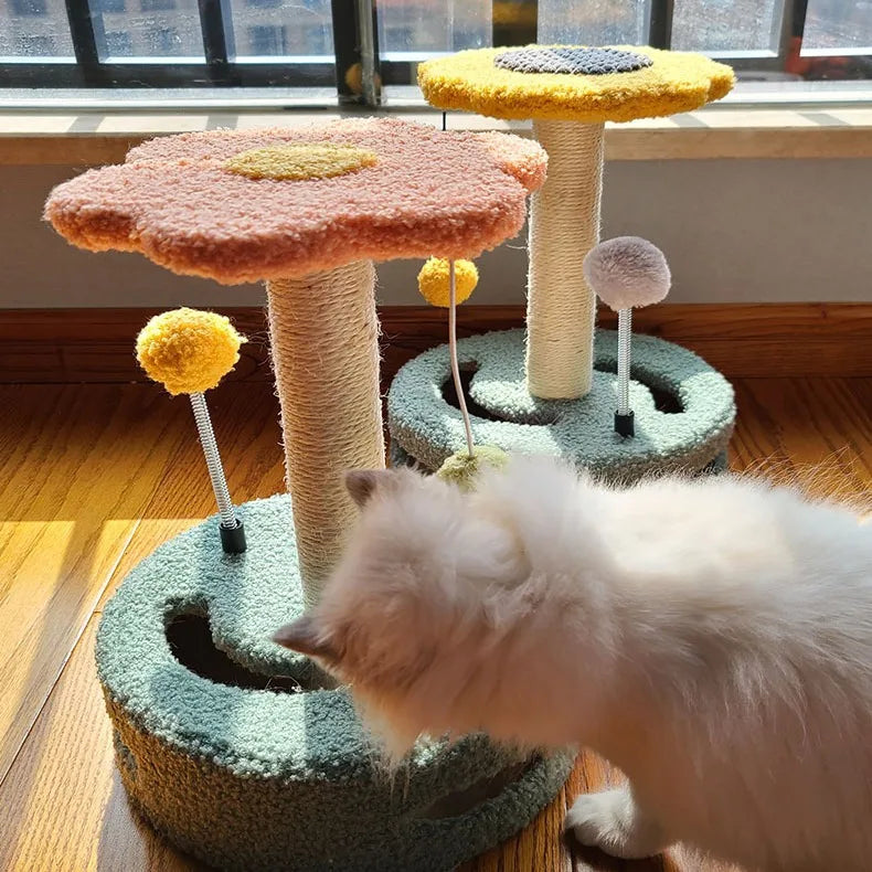 HOOPET Cat Climbing Frame Small Sisal Teasing Pet Toys Scratching Board Claw Grinding Cat Toys Carousel Type Cat Climbing Frame