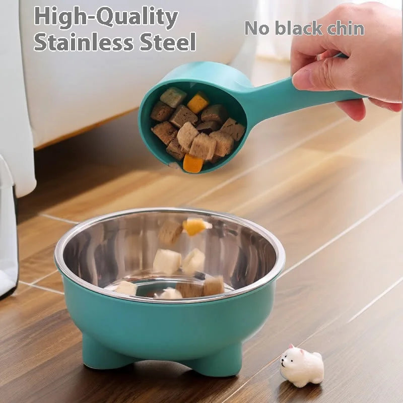 Pet Food Bowl Stainless Steel - Non-Slip Base & Safe Smooth Edge, Hygienic Detachable Design for Cats and Dogs