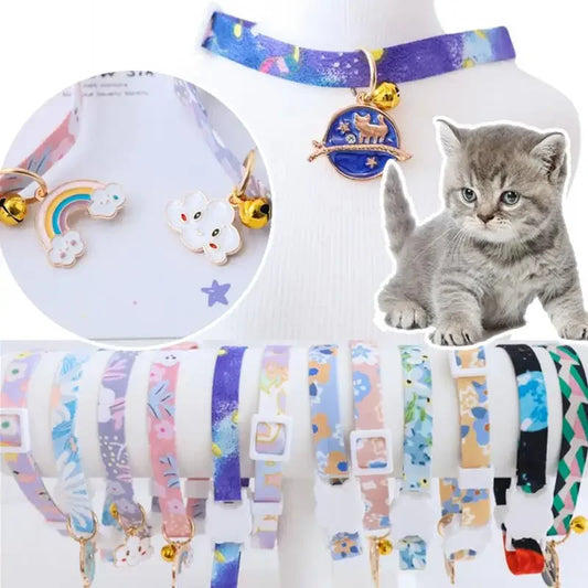 1PCS Pet Collar With Pendants Puppy Cat Accessories Kitten Collar Adjustable Safety Bell Ring Necklace Pet Supplies