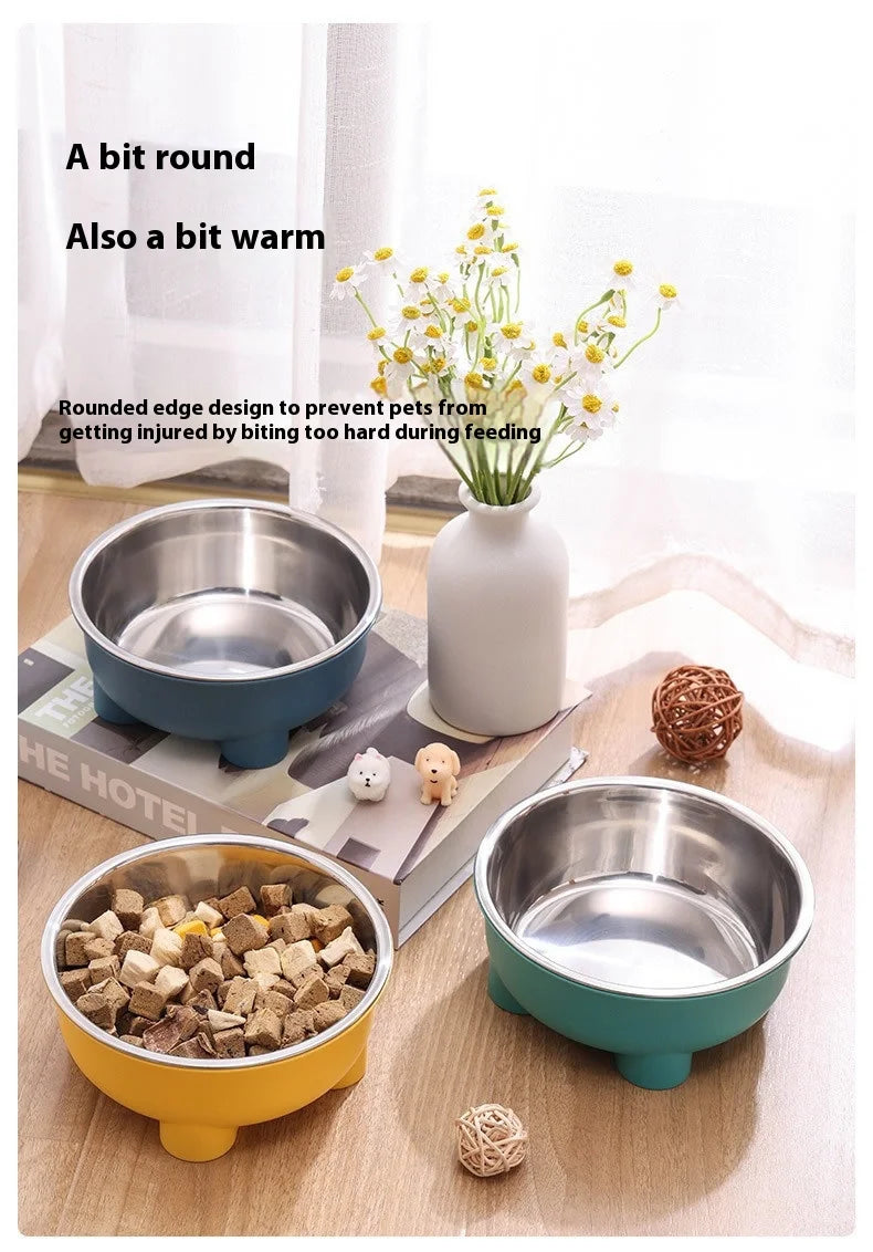 Pet Food Bowl Stainless Steel - Non-Slip Base & Safe Smooth Edge, Hygienic Detachable Design for Cats and Dogs