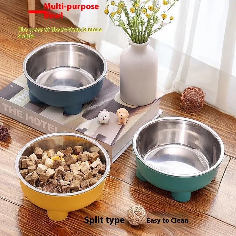 Pet Food Bowl Stainless Steel - Non-Slip Base & Safe Smooth Edge, Hygienic Detachable Design for Cats and Dogs