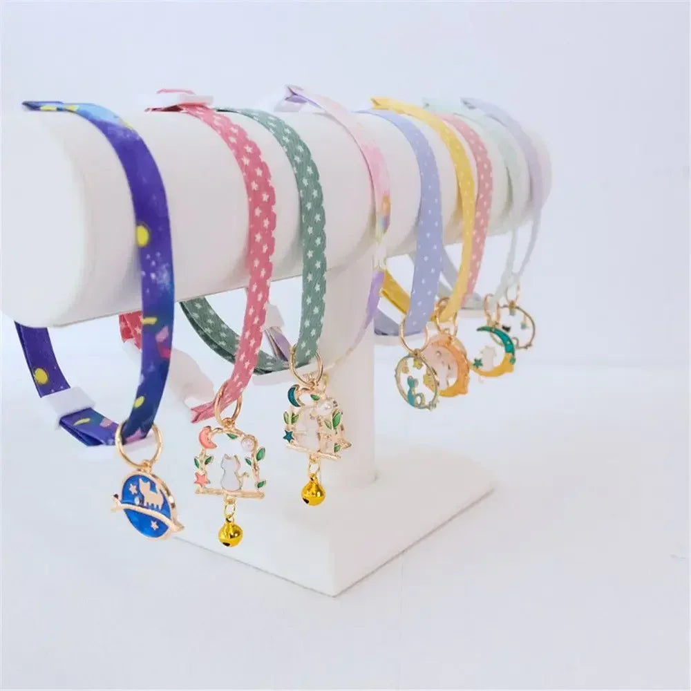 1PCS Pet Collar With Pendants Puppy Cat Accessories Kitten Collar Adjustable Safety Bell Ring Necklace Pet Supplies