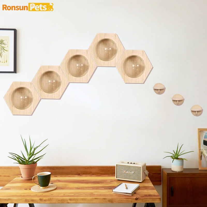 Home Wall Mounted Cat Climbing Frame Solid Wood Hanging Cat Nest Combination Pet Frame Climbing Wall Capsule Animal Products