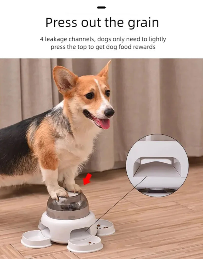 Three bowls of pet food dispenser, automatic press feeder, slow food dispenser, fun pet food utensils