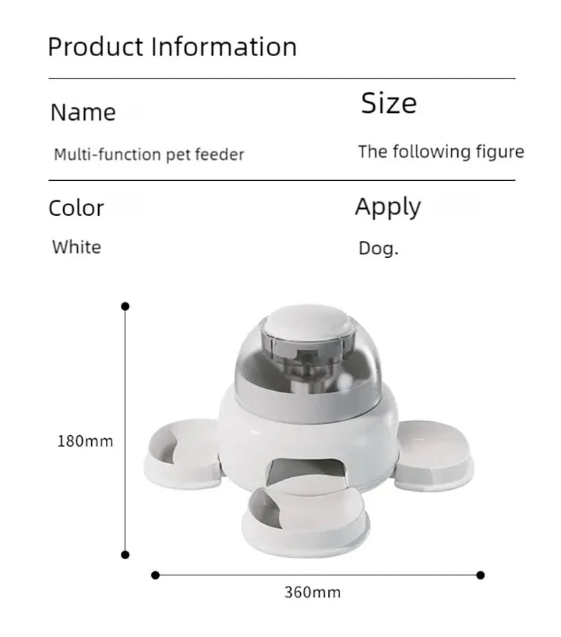 Three bowls of pet food dispenser, automatic press feeder, slow food dispenser, fun pet food utensils