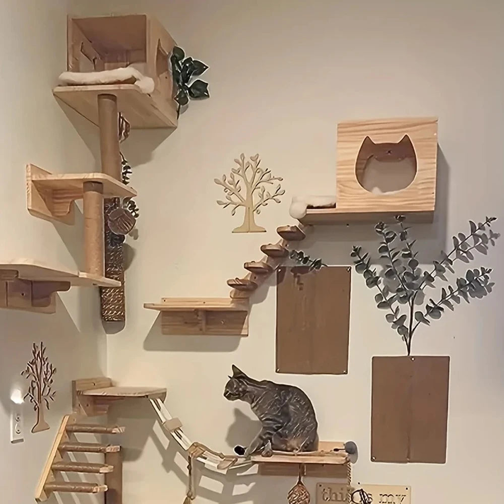 Cat Wall Rack Cat Climbing Frame Furniture Bridge and Steps Cat Frame Indoor Climbing Frame Cat Wall Shelves