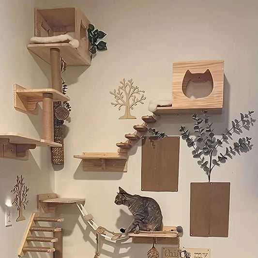 Cat Wall Rack Cat Climbing Frame Furniture Bridge and Steps Cat Frame Indoor Climbing Frame Cat Wall Shelves