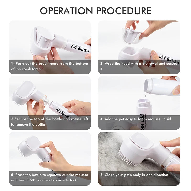 Pet hair dry cleaning brush pet cleaning and care agent to remove floating hair stains clean and make hair soft pet massager