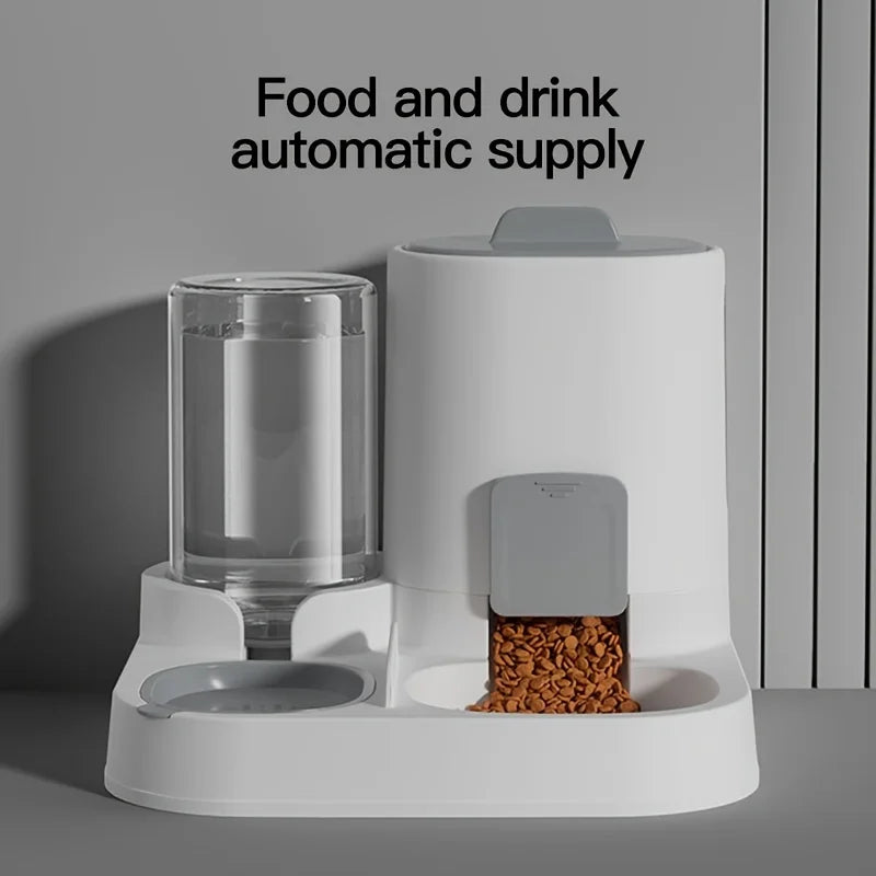 Pet automatic feeder, cat bowl, water and feed in one, plastic, two-in-one