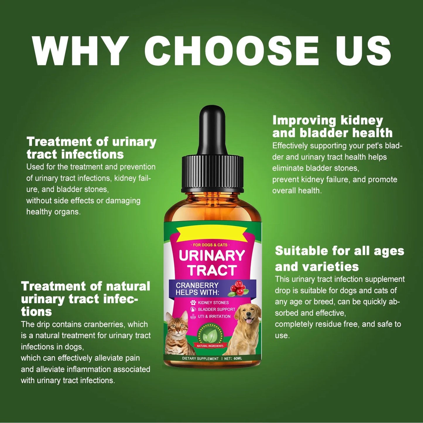 Pet Care Drops specially formulated for cats and dogs To Ease Pain And Discomfort In Cats And Dogs, Pet Care Solution 60ml