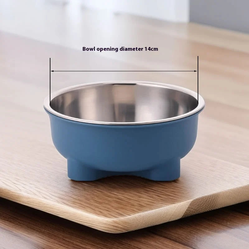 Pet Food Bowl Stainless Steel - Non-Slip Base & Safe Smooth Edge, Hygienic Detachable Design for Cats and Dogs