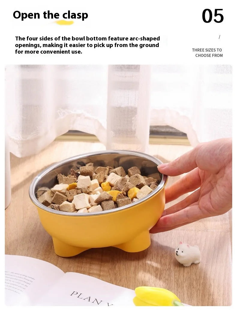 Pet Food Bowl Stainless Steel - Non-Slip Base & Safe Smooth Edge, Hygienic Detachable Design for Cats and Dogs