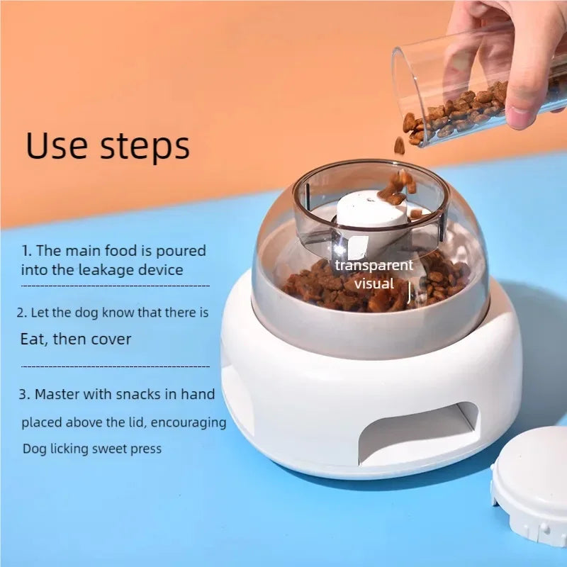 Three bowls of pet food dispenser, automatic press feeder, slow food dispenser, fun pet food utensils