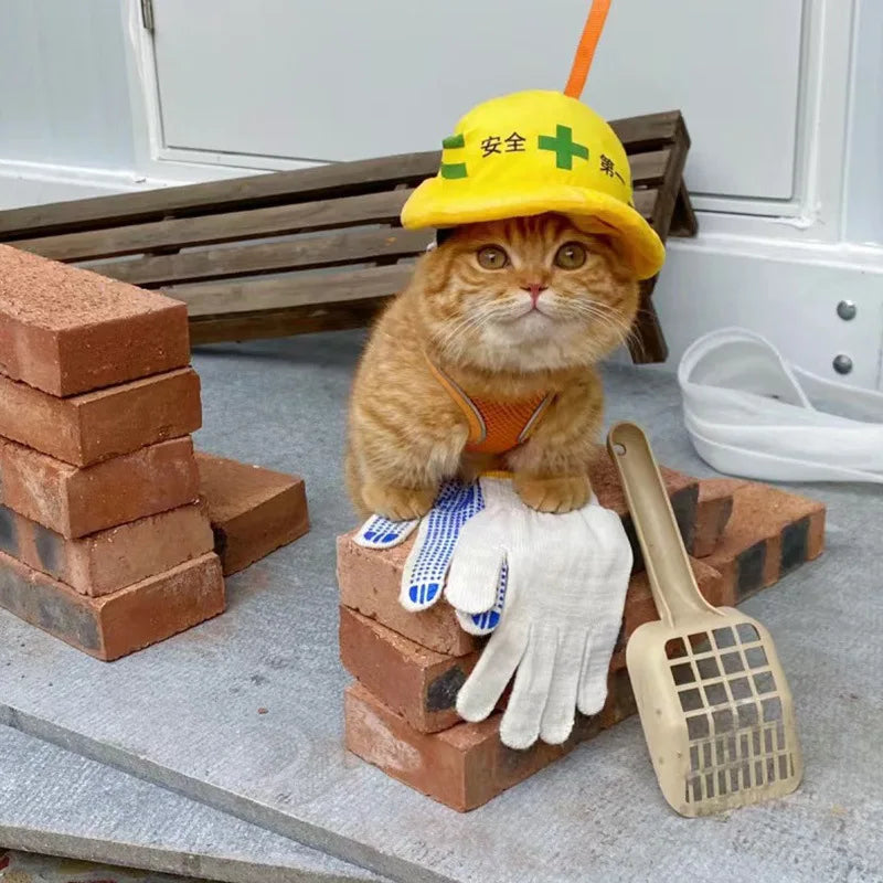 Pet Engineering Team Safety Hat Dog Cat Halloween Pet Accessories Pet Cute Hat Photo Dog Toys for Small Dogs Accessories
