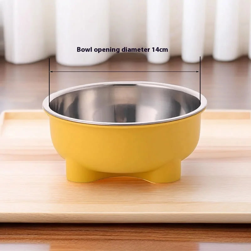Pet Food Bowl Stainless Steel - Non-Slip Base & Safe Smooth Edge, Hygienic Detachable Design for Cats and Dogs